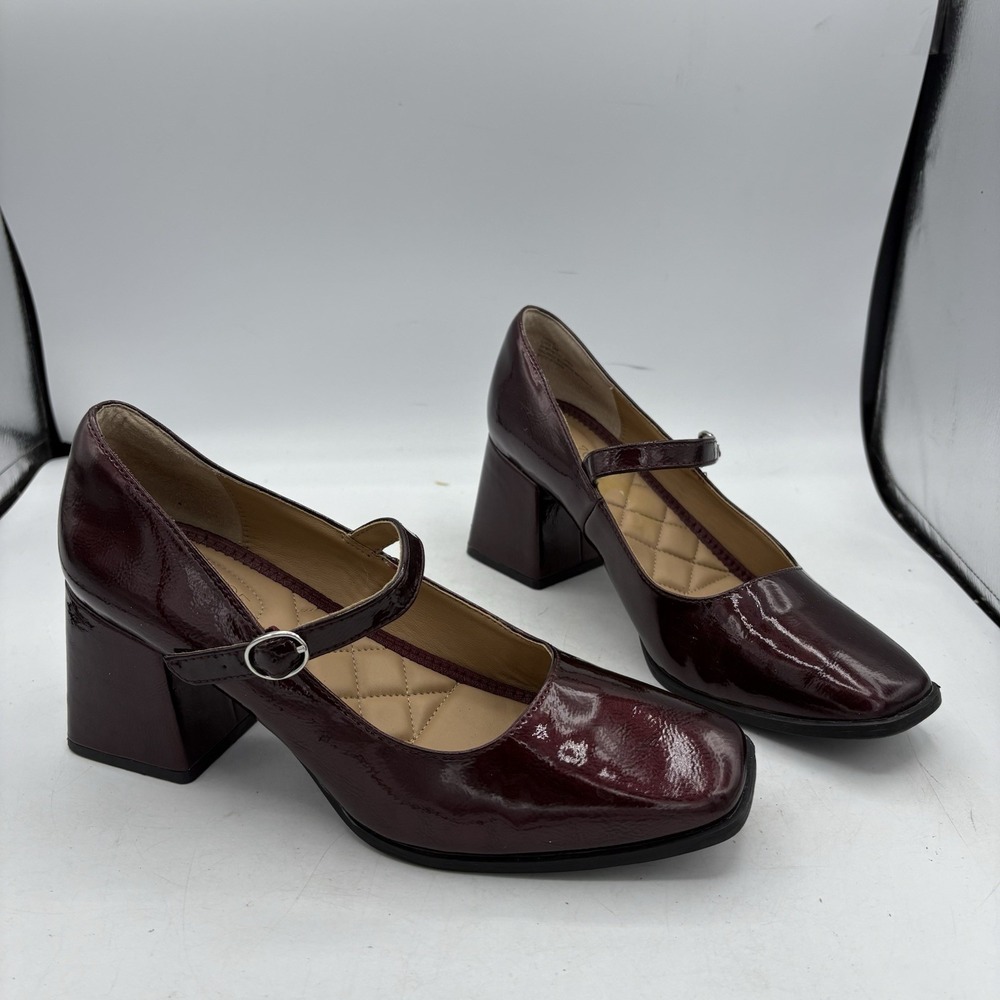 Rachel Zoe Shoes Womens Size 9 M Livia Square Toe Mary Jane Chunk Heels Burgundy